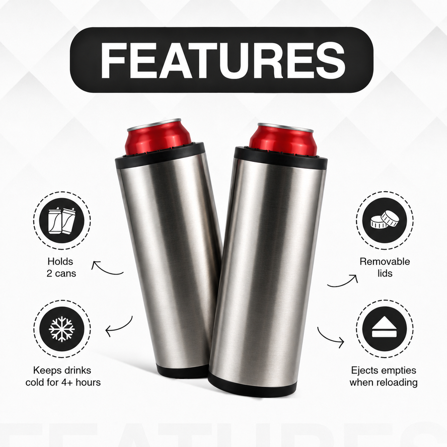 Stainless Steel Double Tactical Reload Can Cooler